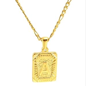 Vintage Initial Letter Charm, A, 18K Gold-Plated Charm Pendant Necklace